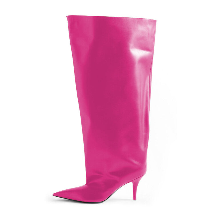 Wide calf matte leather over knee boots