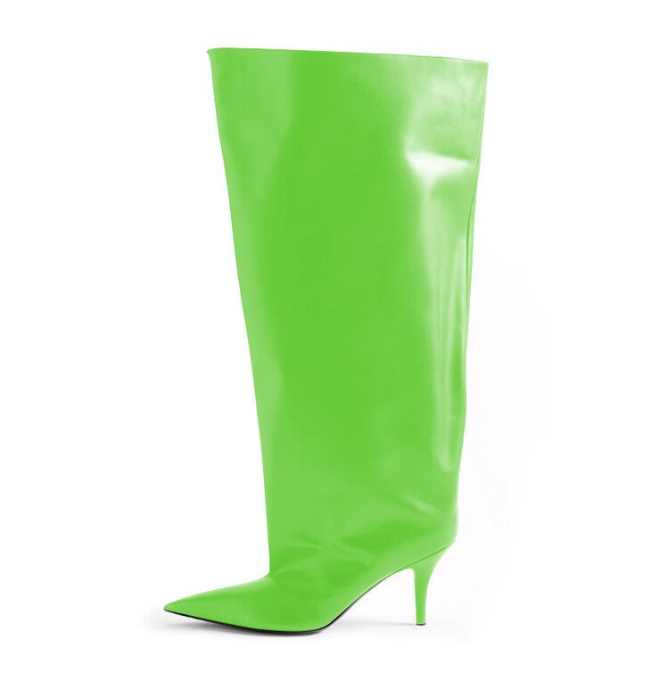 Wide calf matte leather over knee boots
