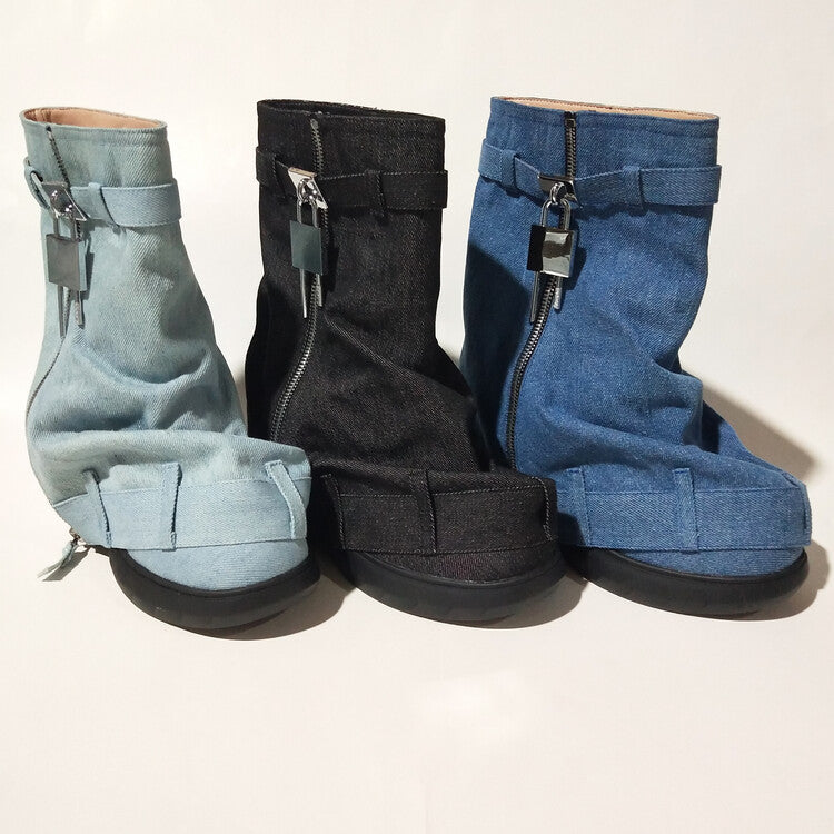Denim Fashion Trousers Sneaker Ladies Boots