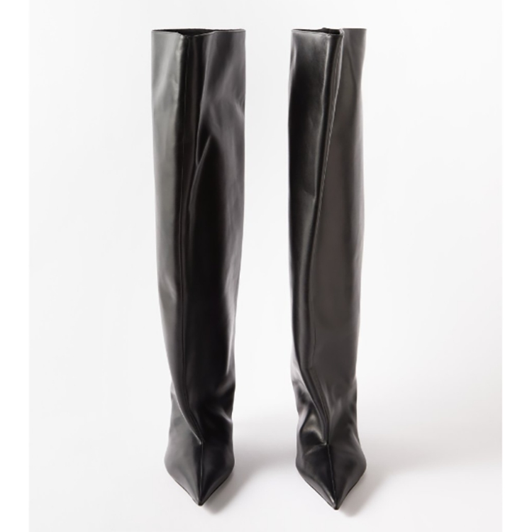 Wide calf matte leather over knee boots