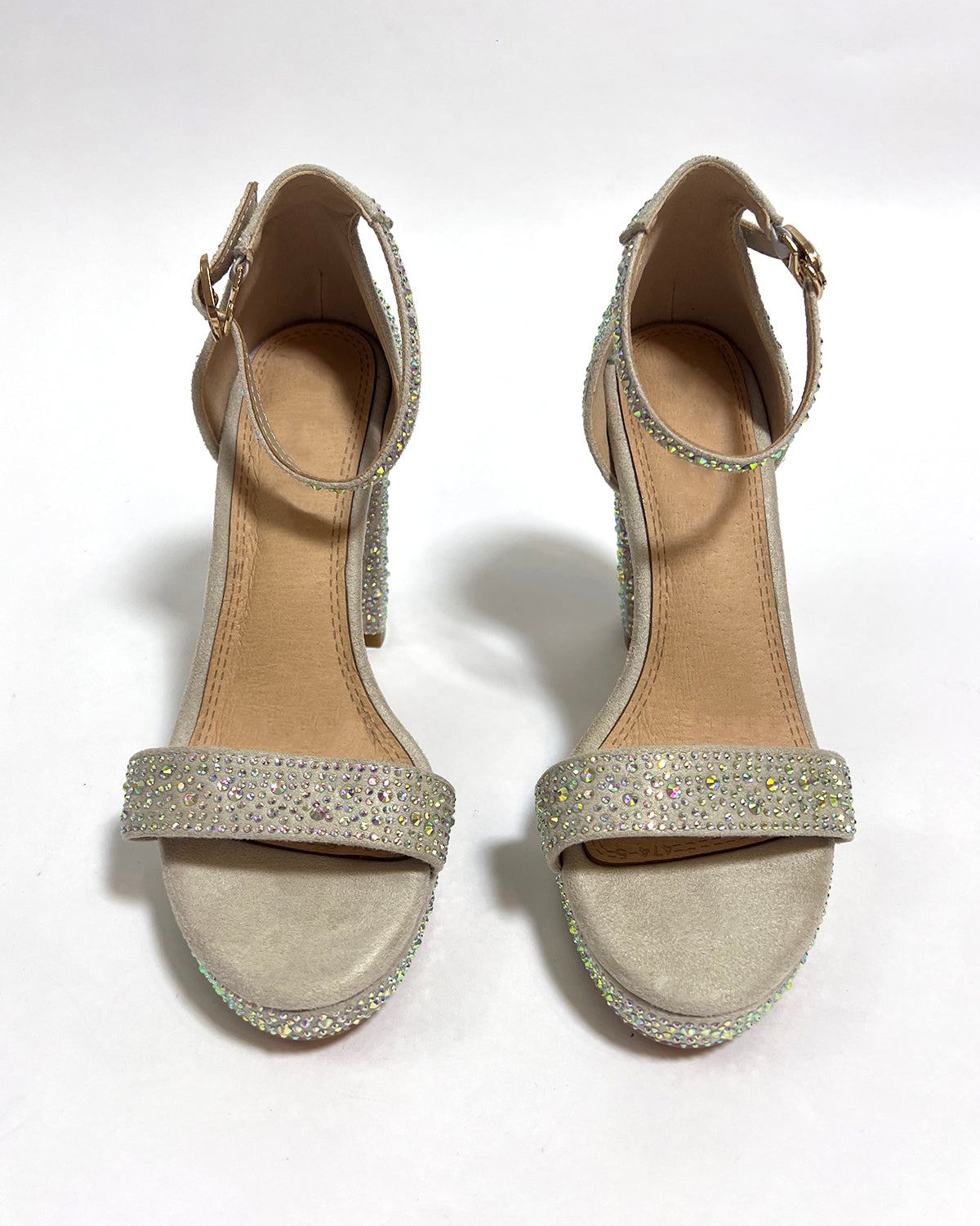 Women platform chunky heel AB rhinestone sandals