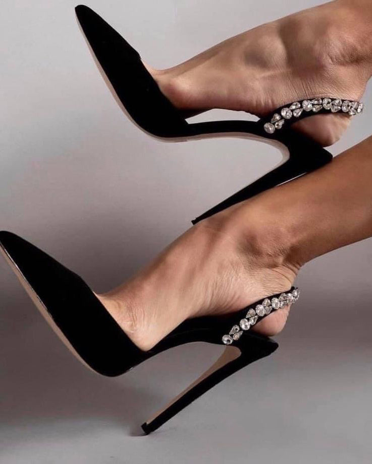 Point Toe Suede Crystals Pumps Shoes