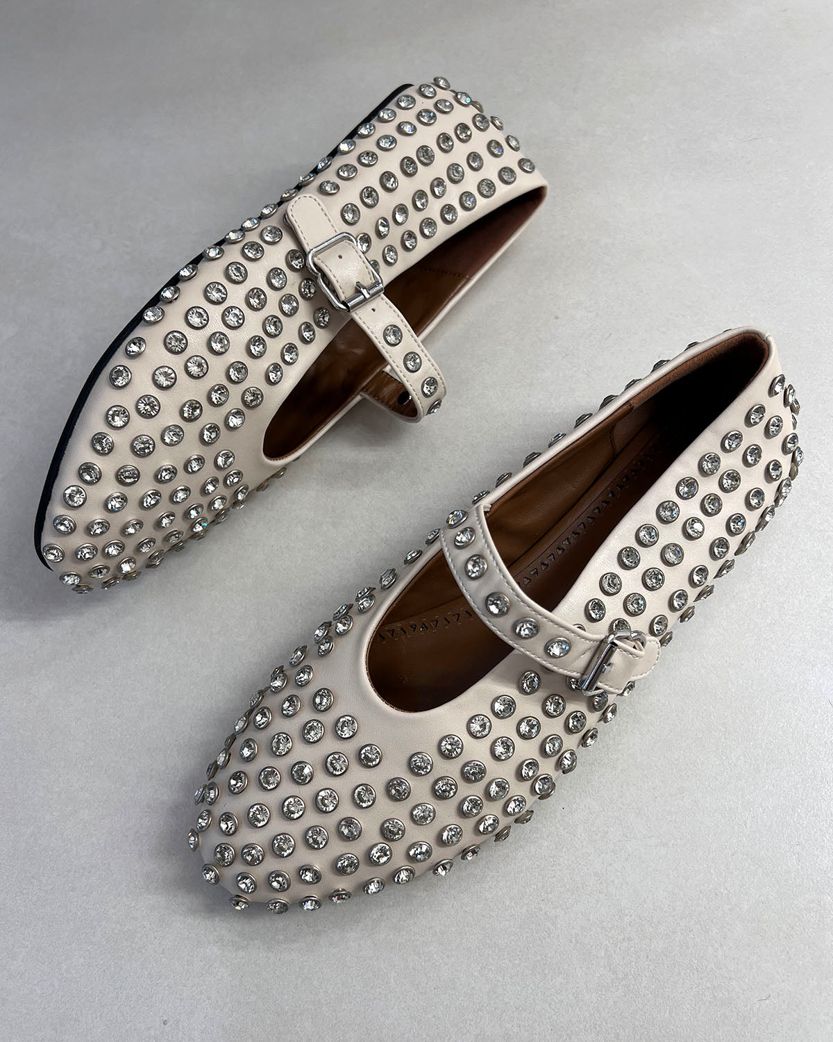 Women leather rhinestone flat shoes