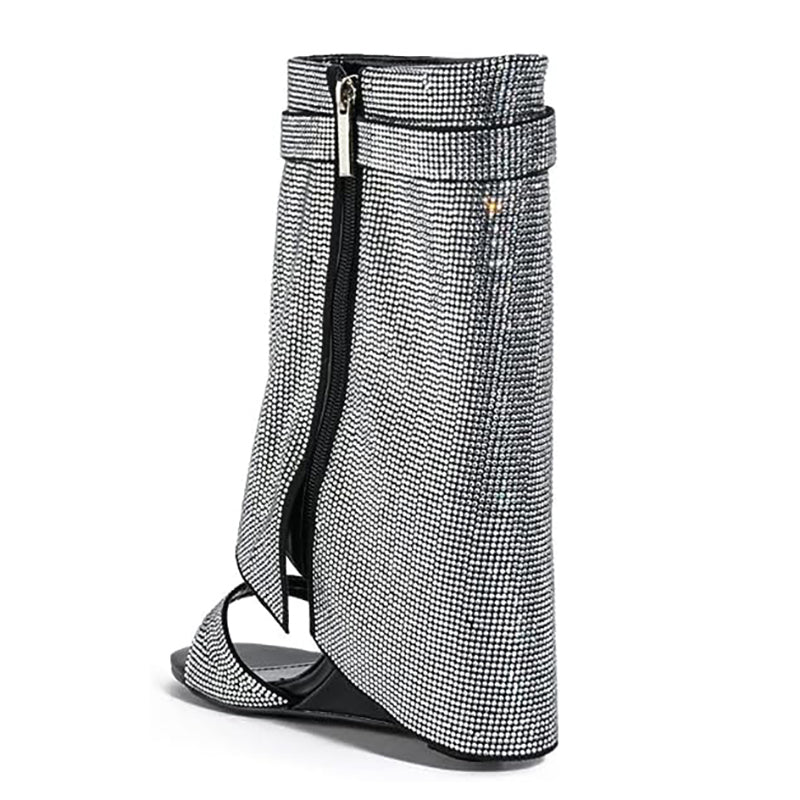 Crystals Wedge Rhinestone Trouser Ankle Boots For Women