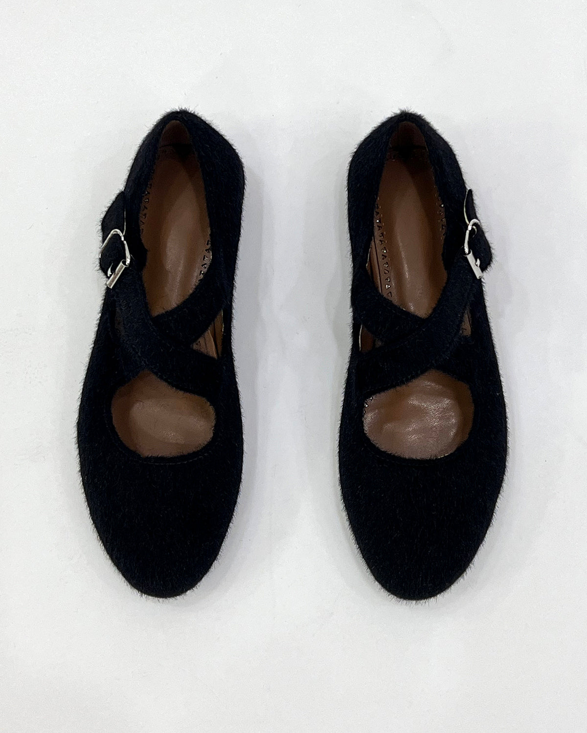 Women faux pony hair flat ballet shoes