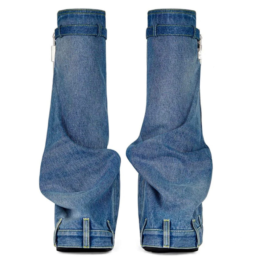 Knee High Denim Sneaker Boots