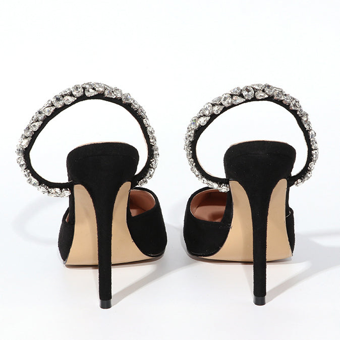 Point Toe Suede Crystals Pumps Shoes