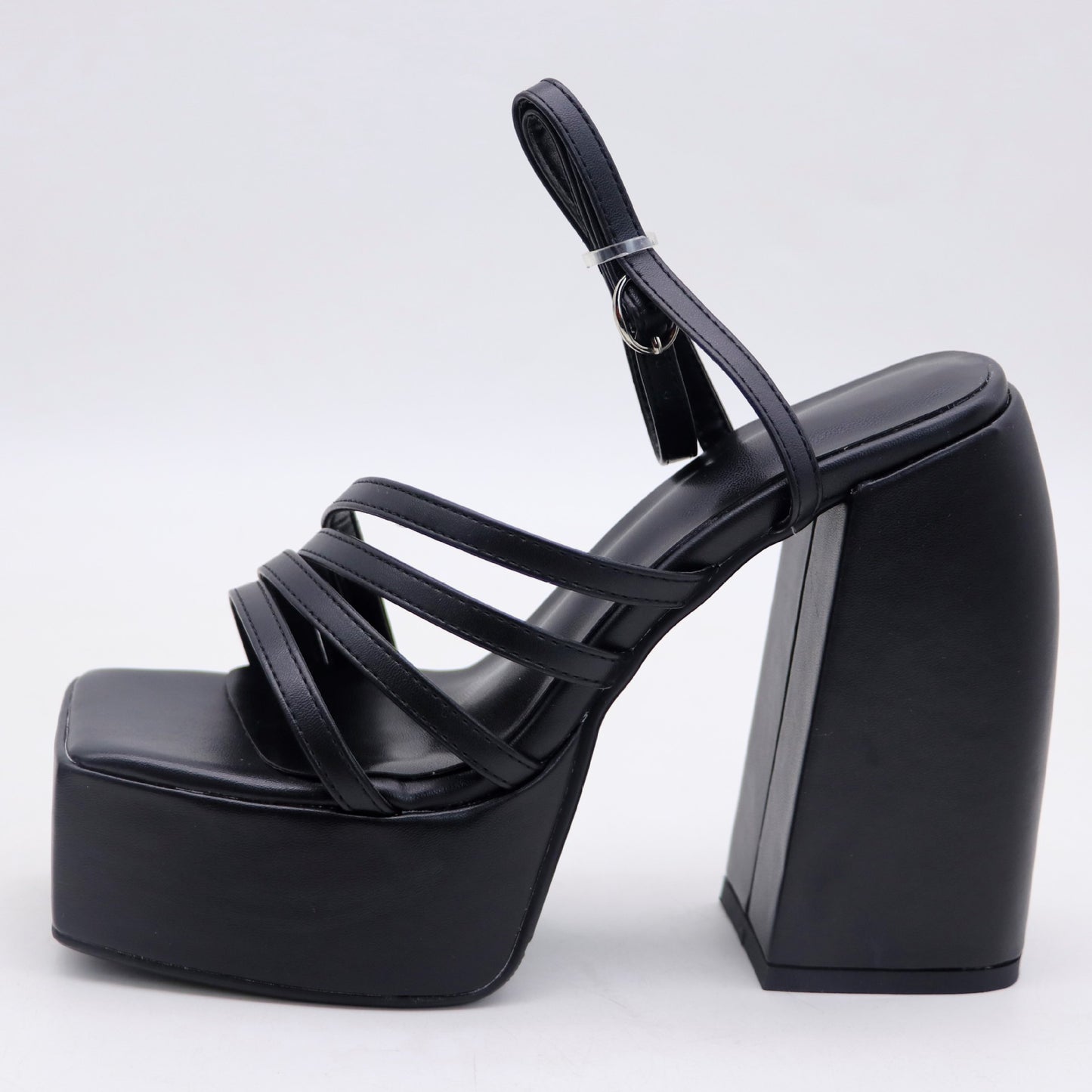 Matt PU Leather Straps Platform Sandals