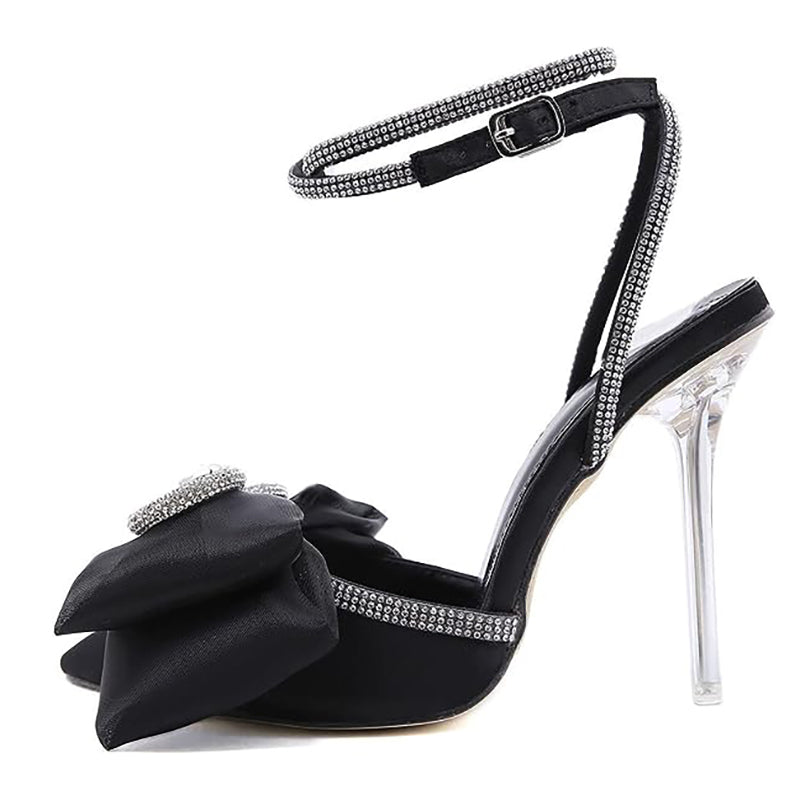 Pumps Shoes for Women Satin Rhinestone Stiletto Dress Slingback Shoes