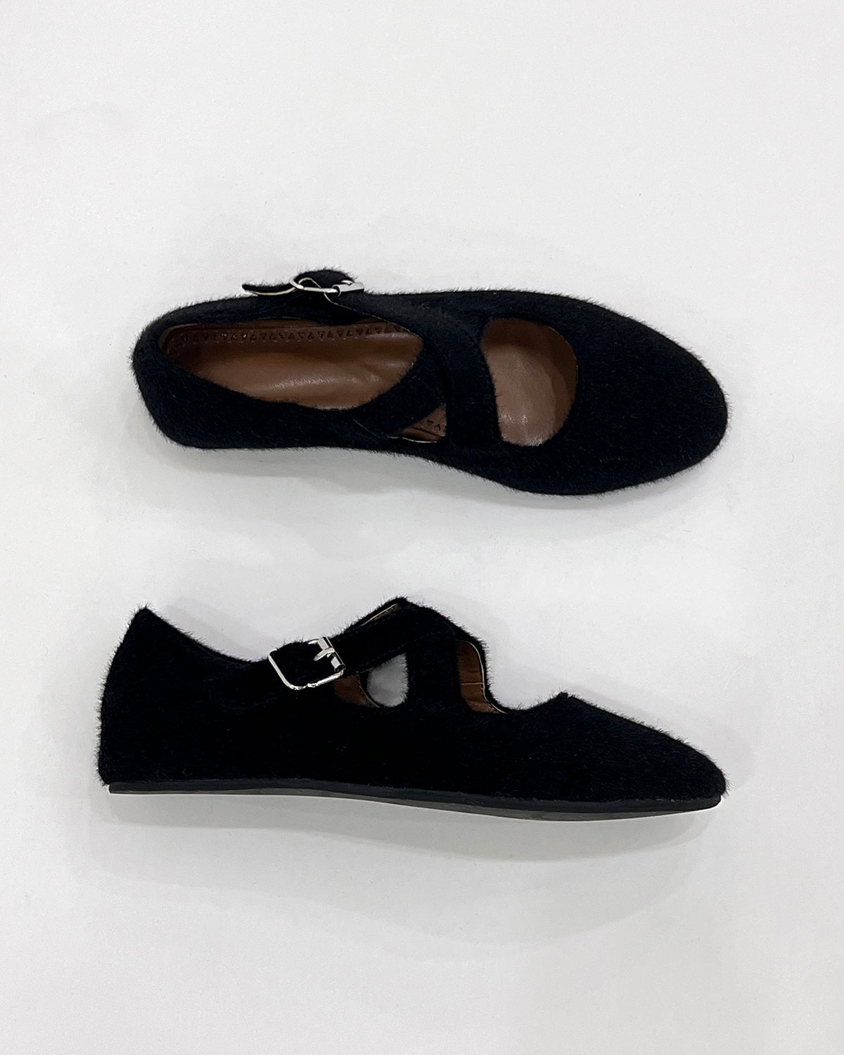 Women faux pony hair flat ballet shoes