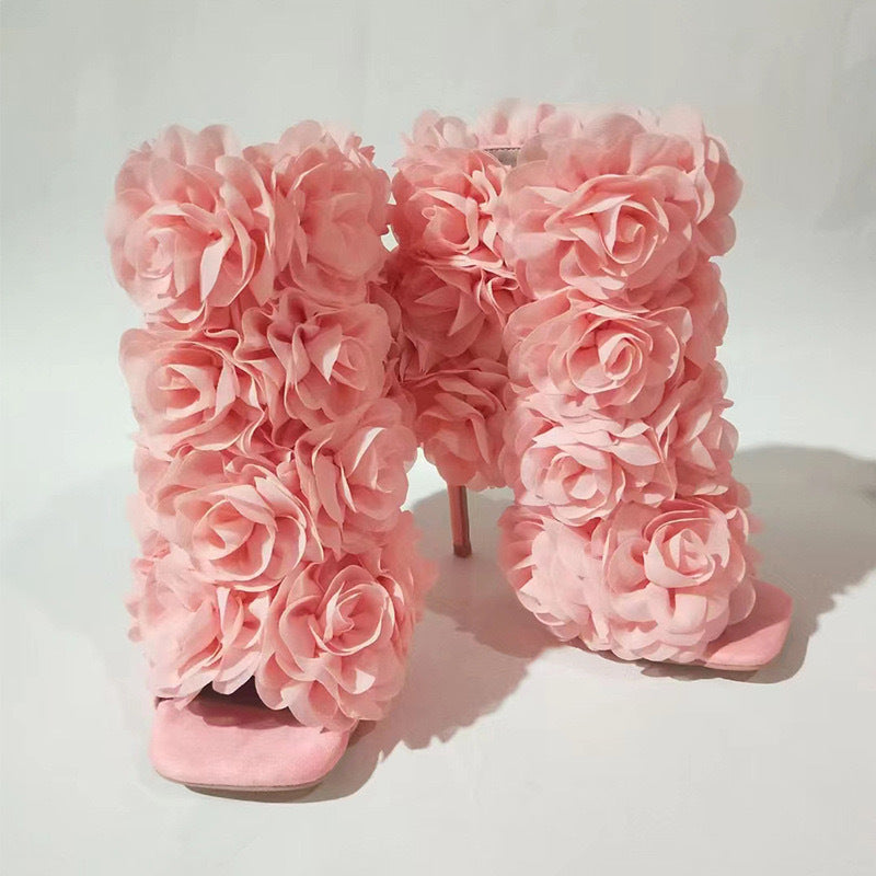 Suede Flower Sandals