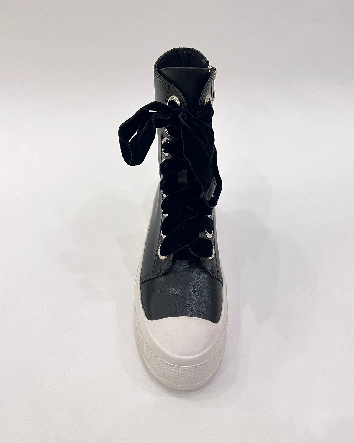 Matte leather thick platform zipper sneaker for girls
