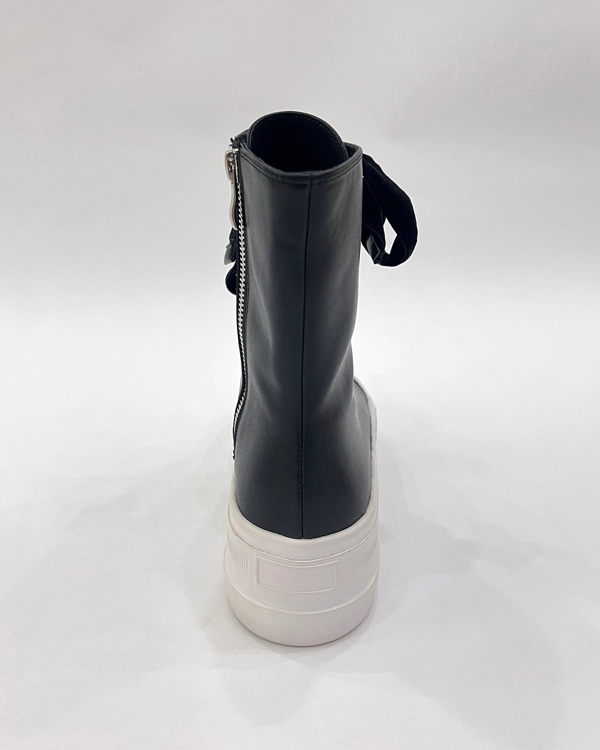 Matte leather thick platform zipper sneaker for girls