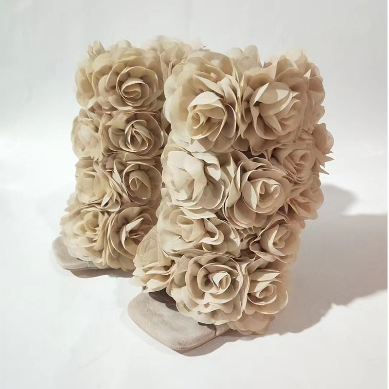 Suede Flower Sandals