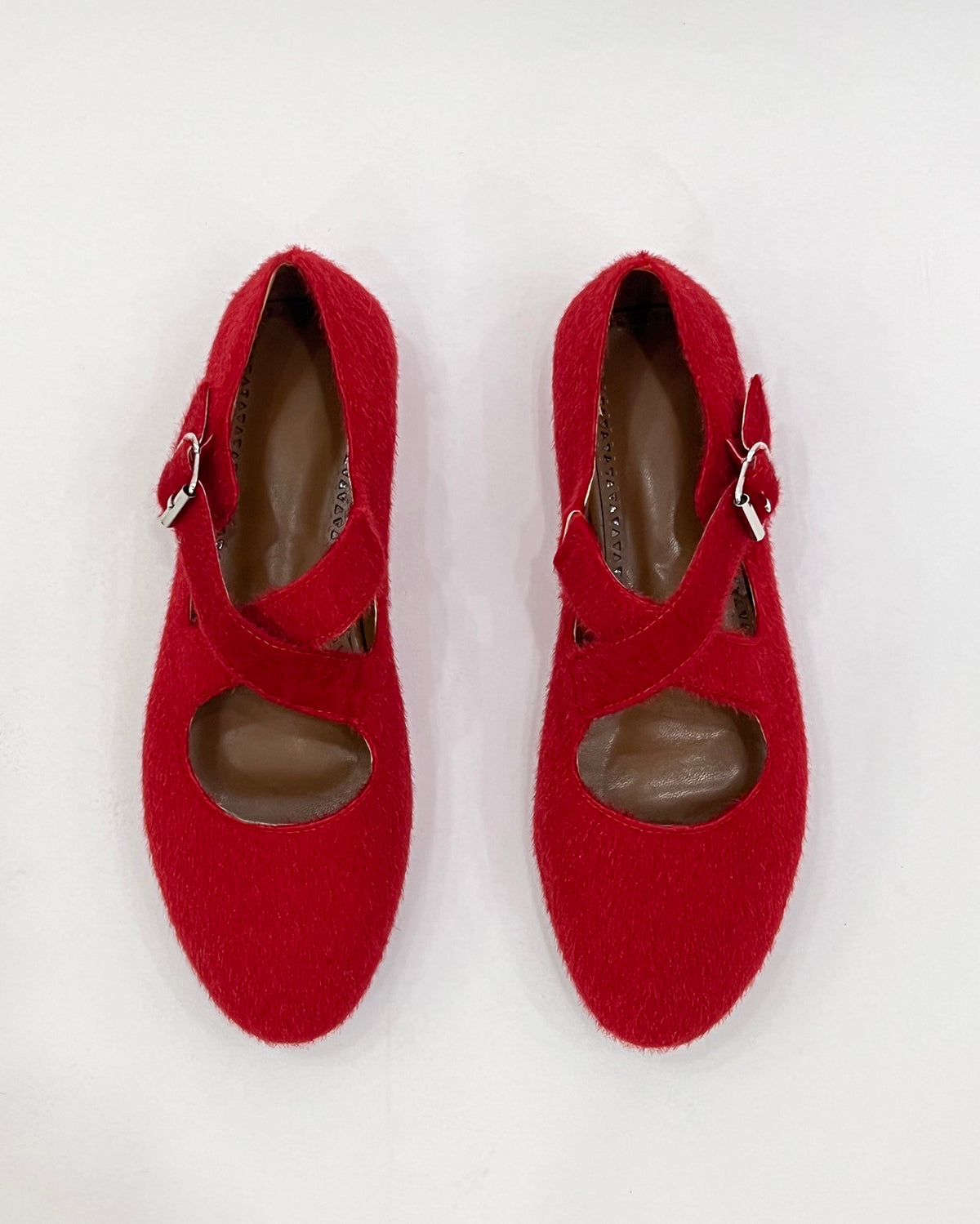Women faux pony hair flat ballet shoes