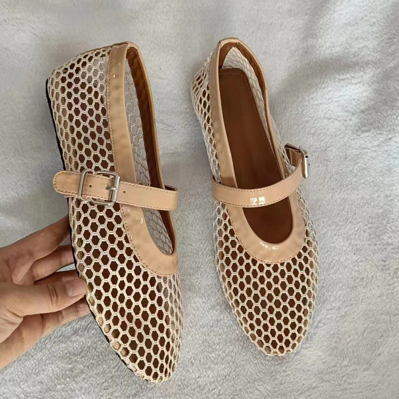 Women mesh flat ballet shoes