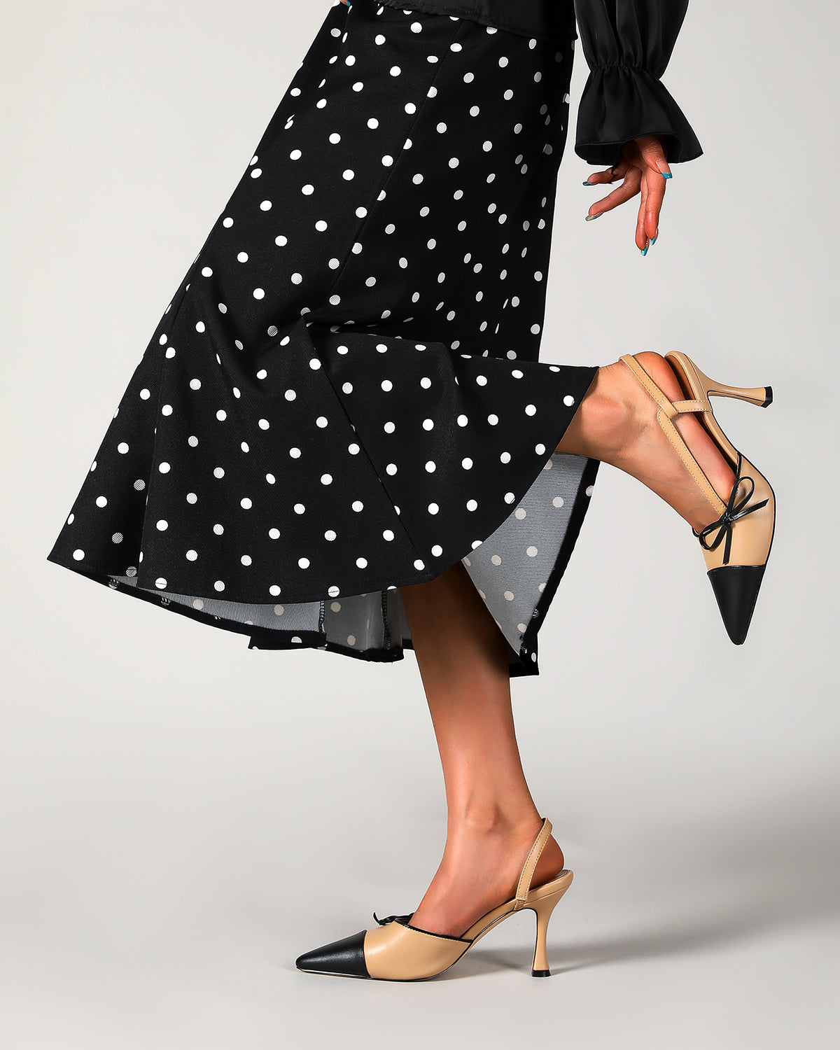Matte leather slingback high heel pump shoes for ladies