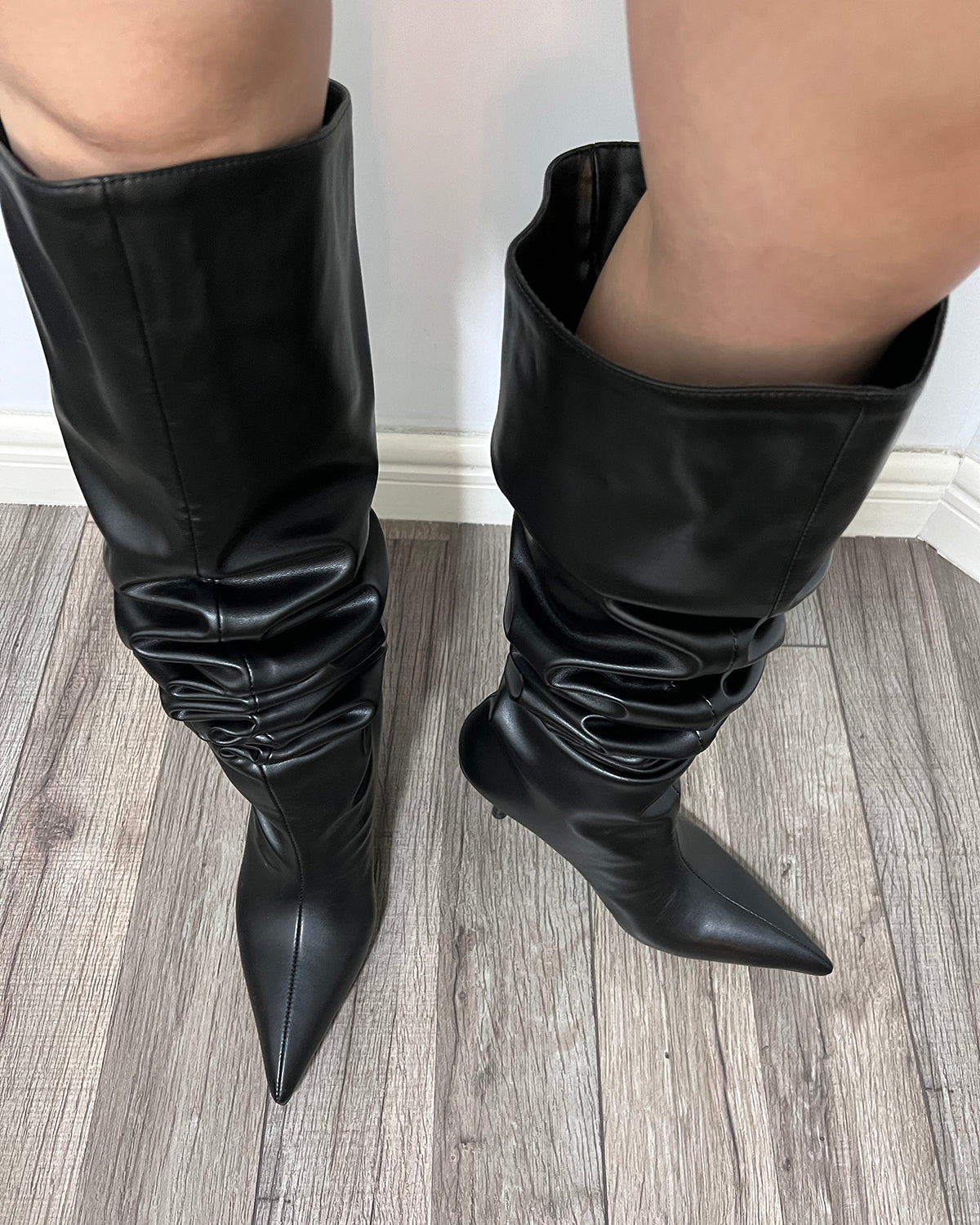 Soft leather thigh high wide calf sexy boots for women