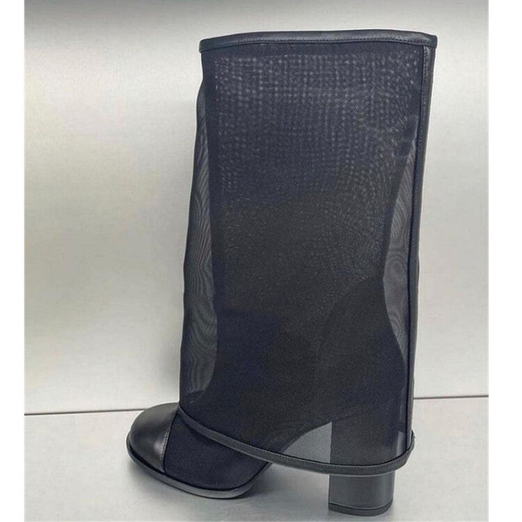 Mesh Knee High Boots For Women