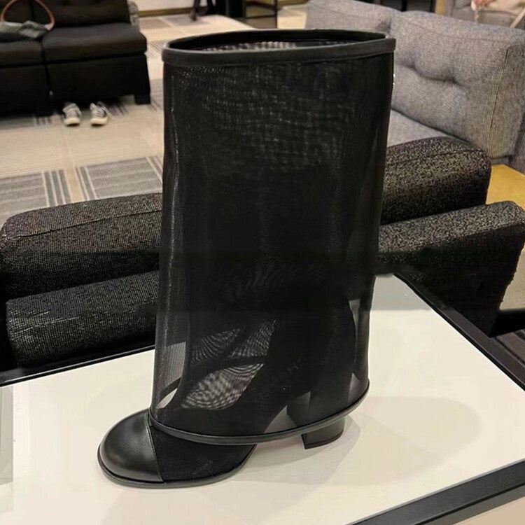 Mesh Knee High Boots For Women