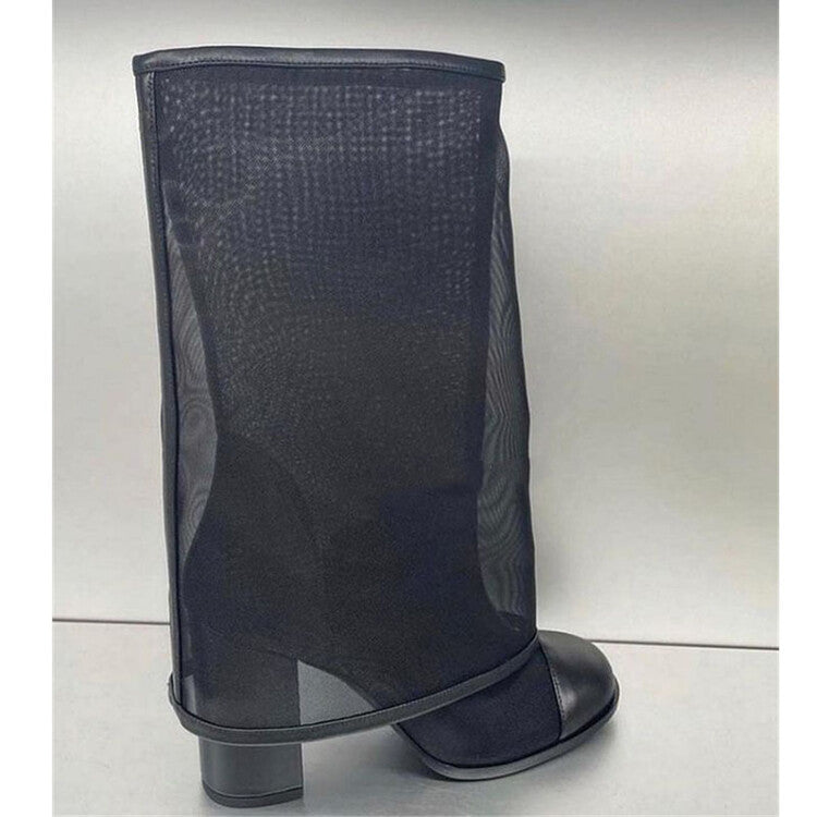 Mesh Knee High Boots For Women