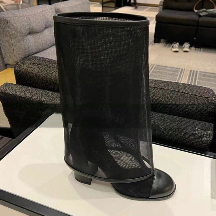 Mesh Knee High Boots For Women