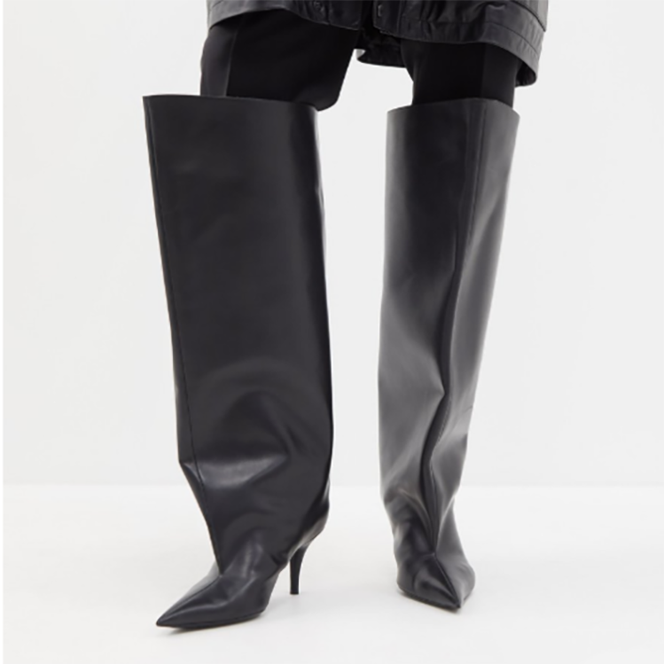 Wide calf matte leather over knee boots