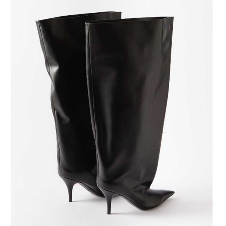 Wide calf matte leather over knee boots