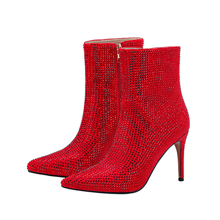 Colorful Crystals Ankle Boots For Women