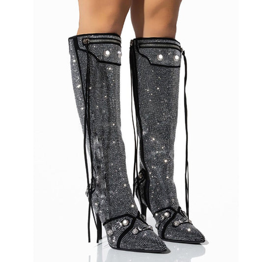 Crystals Knee high fashion boots