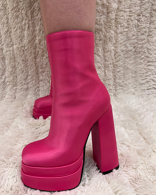 Platform chunky high heel ankle boots for women