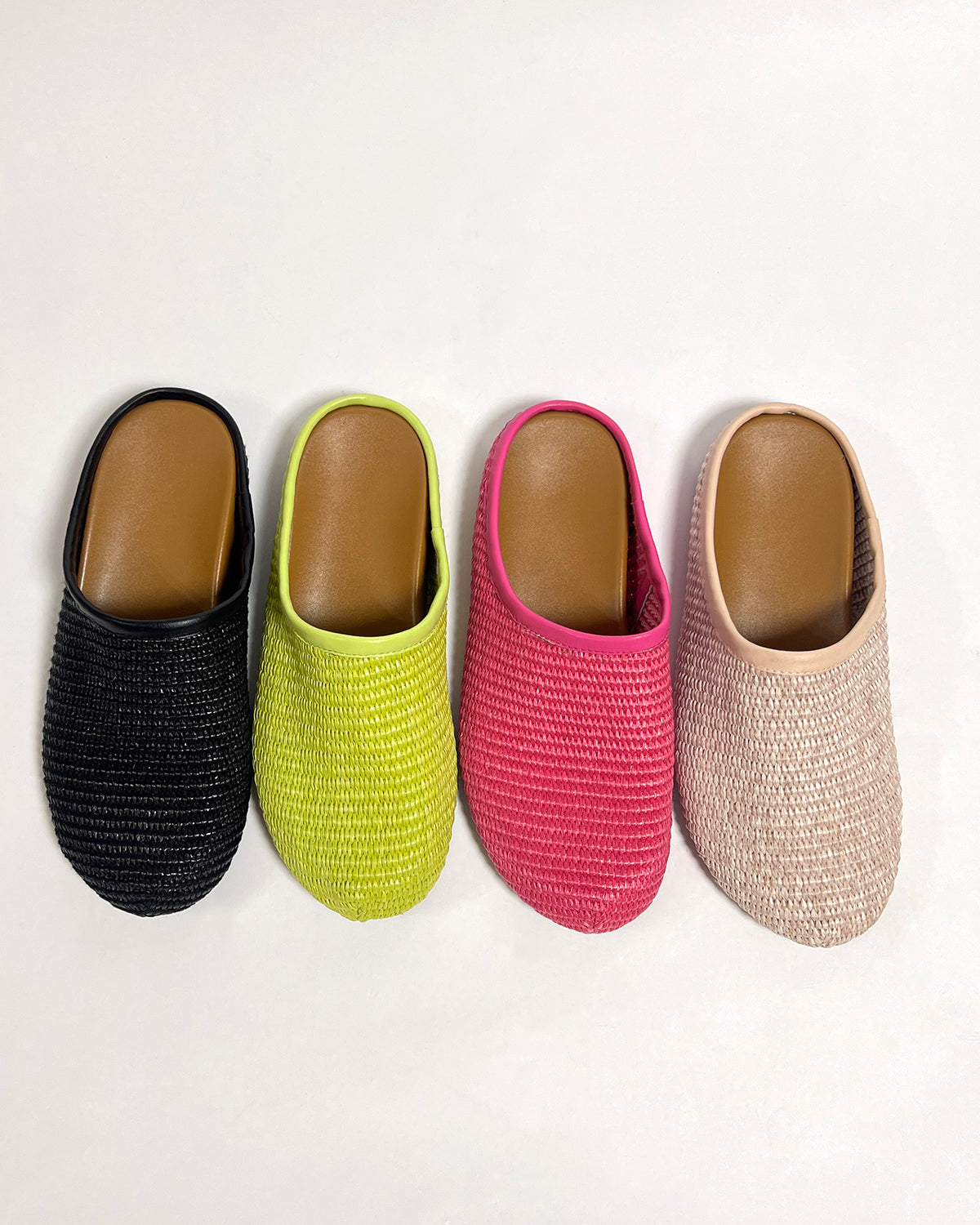 Women flats round toe woven mule slippers