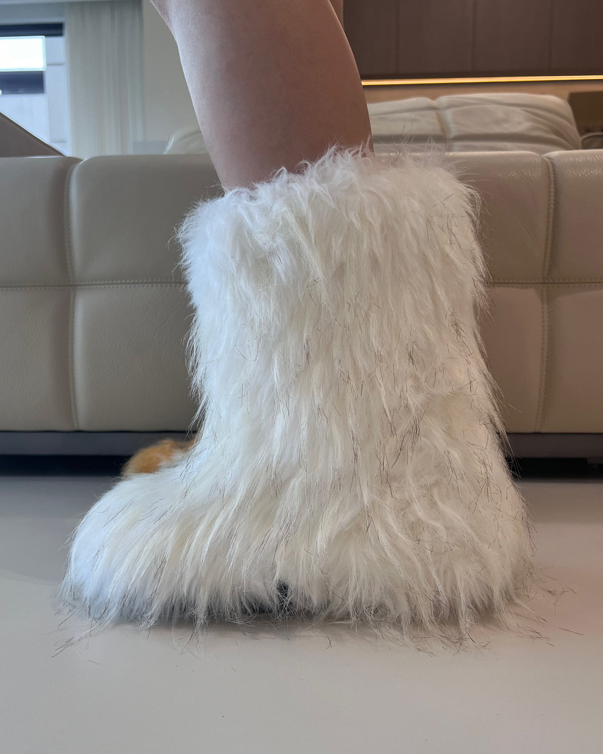 New winter ankle fluffy fur boots for women