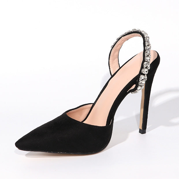 Point Toe Suede Crystals Pumps Shoes