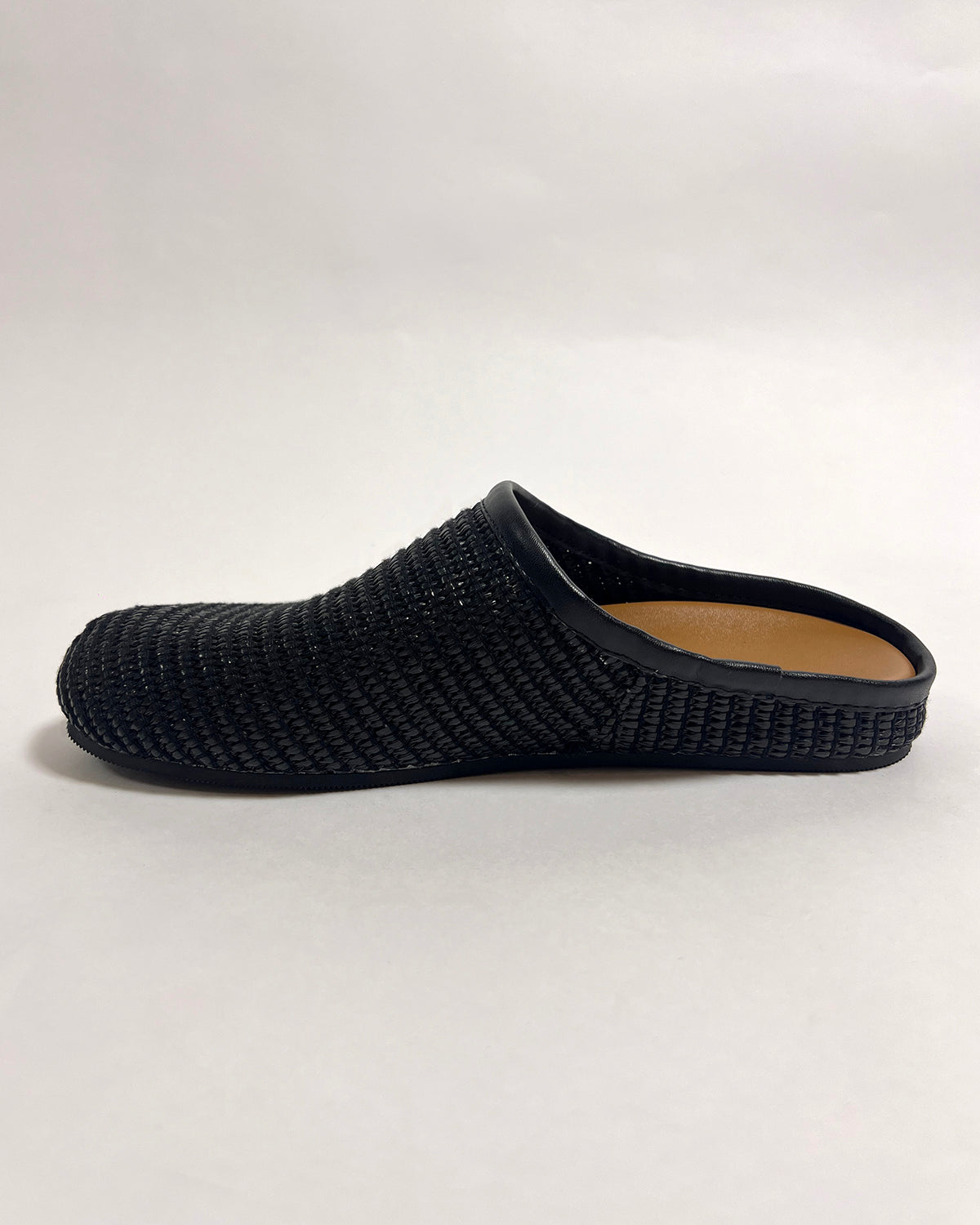 Women flats round toe woven mule slippers