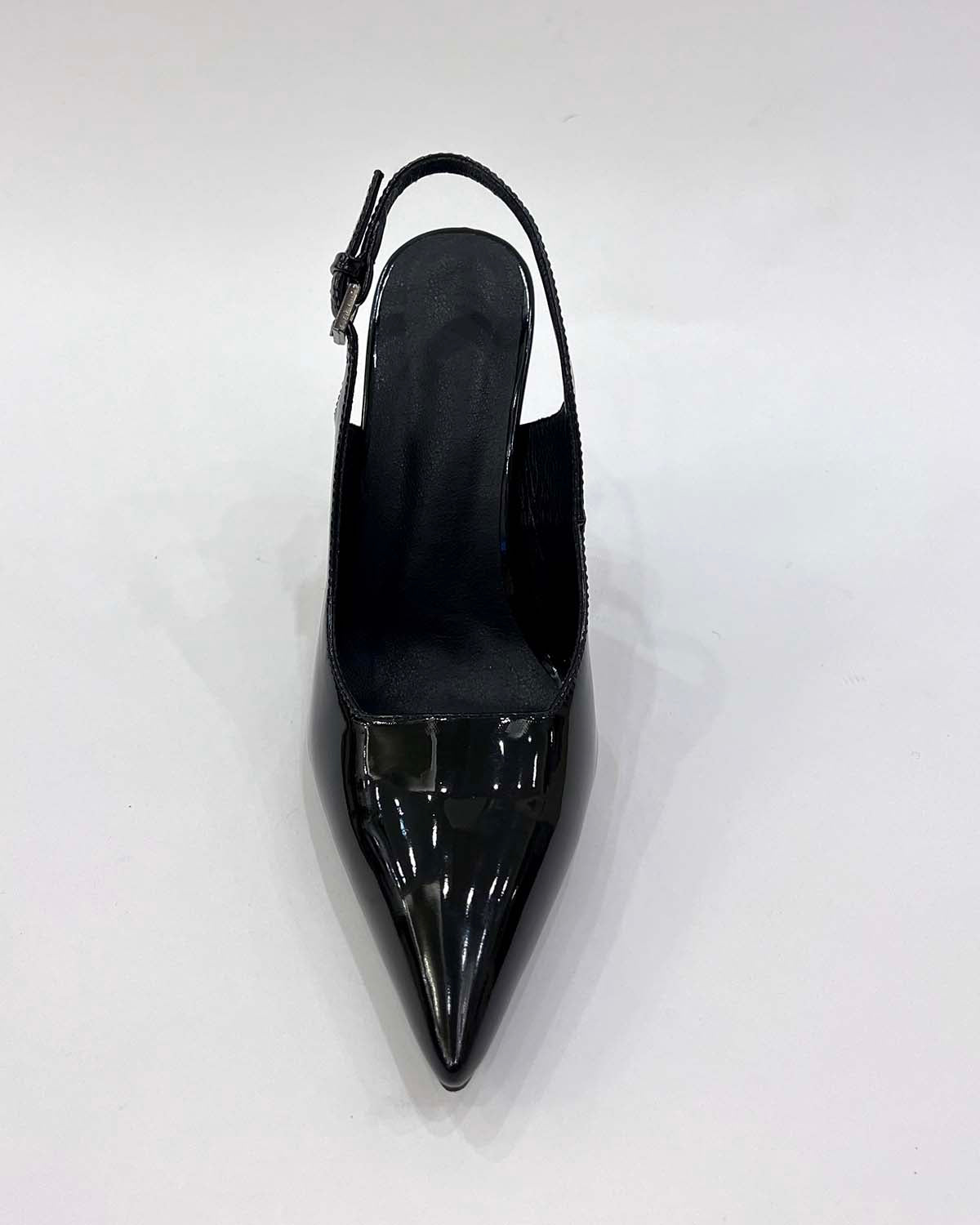 Pointed toe patent leather slingback women pumps shoes