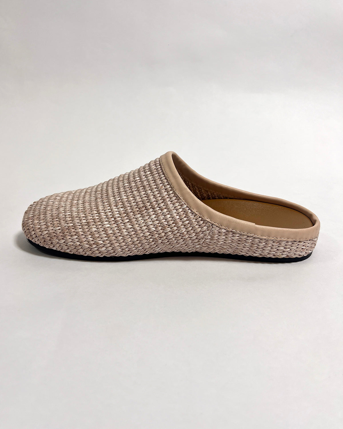 Women flats round toe woven mule slippers