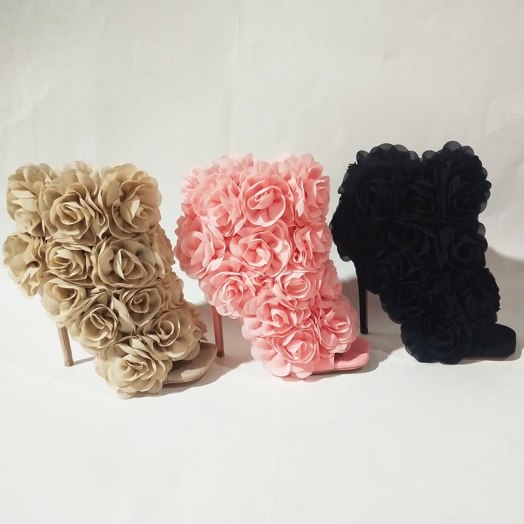 Suede Flower Sandals
